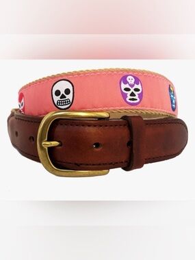 Salty Umbrella LUCHADORES Belt Size 44 Lucha Libre Leather Brass Preppy USA